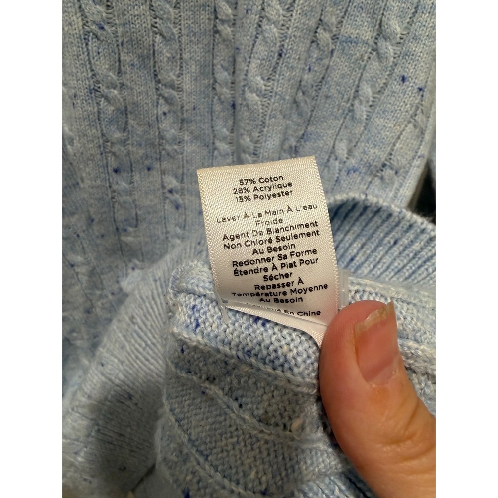 Talbots Womens Sweater Cable Knit Donegal Fleck Light Blue Petite P - Picture 7 of 7